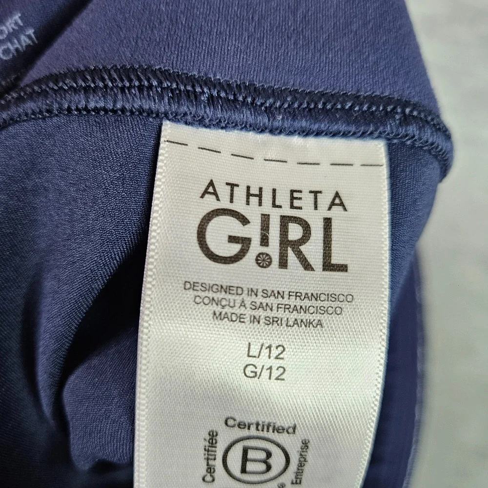 Athleta x Simon Biles Girl Shine Shorts Size L 12 Blue Metallic Gym Workout